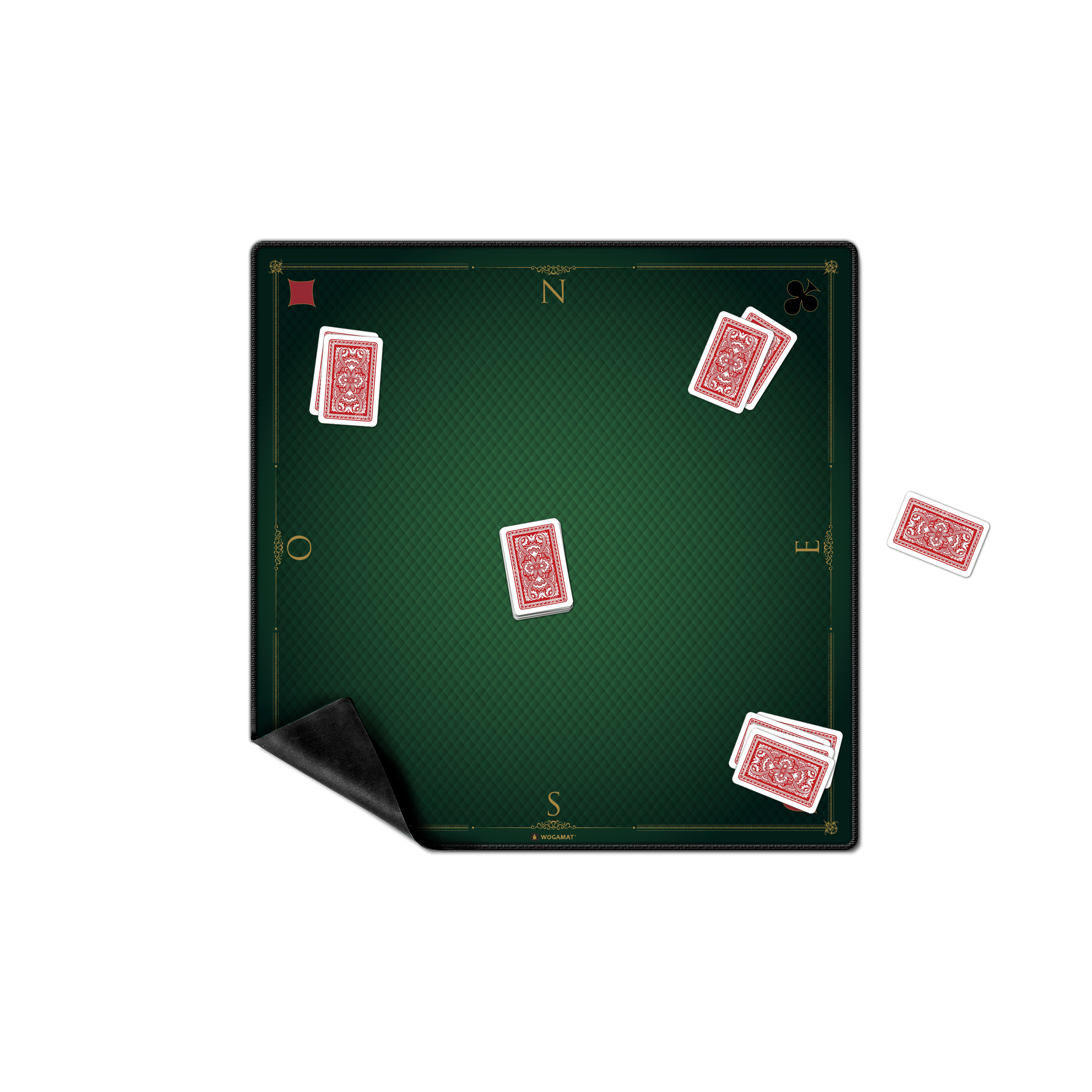 Tapis Tarot belle qualité vert carré 60x60 cm 3 bouts Jeux de cartes
